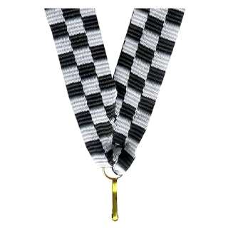 Stuha na medailu 11 mm - black/white/black : šachovnica