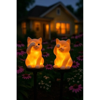 Záhradná solárna lampa Mačka
