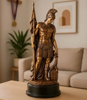 Svätý Florián - Víťazná trofej na mramorovom podstavci s vlastným textom: 24 cm