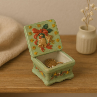 Keramická šperkovnica s ručne maľovaným motívom - 7,5 x 7,5 x 6 cm