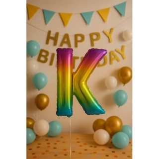 Nafukovací balón 86cm písmeno "K": dúhový