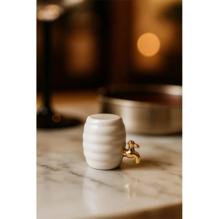Reutter Porzelan - Porcelánová miniatúra: Biely súdok s kohútikom
