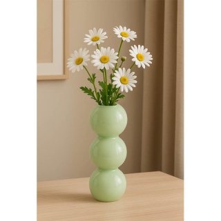 Sklenená dekoračná bublinková váza – zelená: 17,5 × 5 cm