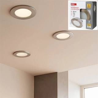 Vodotesné LED bodové svietidlo EMOS 4,5W, 345 lm, 2700K/4000K, IP65: strieborné