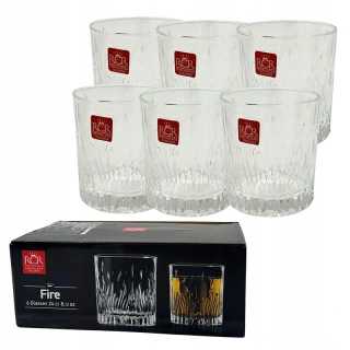 Poháre na whisky RCR Fire 6 ks – krištáľové poháre z luxusného skla Luxion®, 2,4 dcl