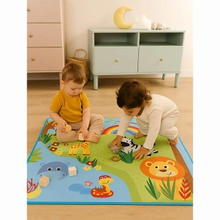 Detská hracia podložka so zvieratkami 100 × 100 cm