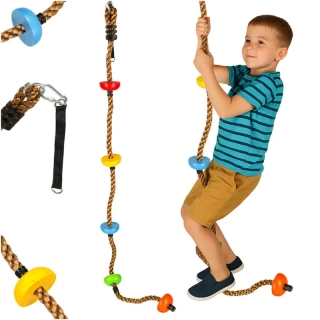 Lano na lezenie s diskami 210 cm pre deti 6+ (nosnosť do 100 kg)