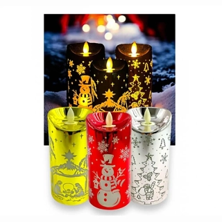 LED Vianočná sviečka s motívom Vianoc (3 farby, 12 cm)