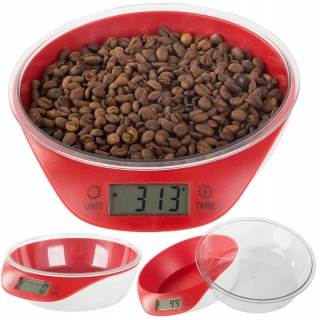 Elektronická kuchynská váha 5 kg červená