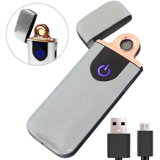 Plazmový USB zapaľovač dobíjateľný strieborný