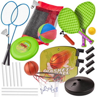 Športová sada pre deti 5v1 - bedminton, tenis, volejbal, basketbal a frisbee