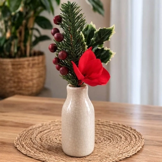 Keramická váza s dekoratívnou kytičkou 26 × 5 cm