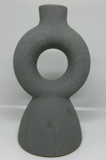 Porcelánový svietnik 17 cm sivý