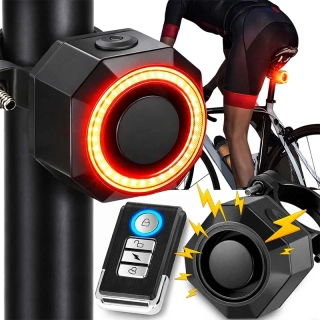 Alarm na bicykel so zadným svetlom a diaľkovým ovládaním
