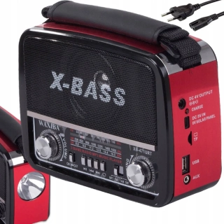 Prenosné retro rádio s MP3 prehrávačom X-BASS červené
