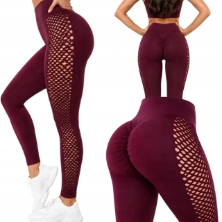 Dámske legíny push up s vysokým pásom L/XL bordové