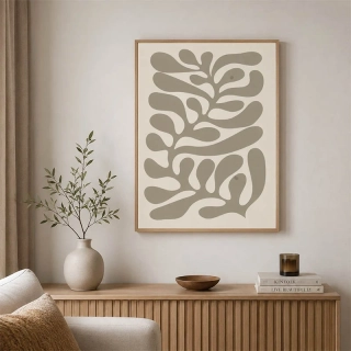 Abstraktný obraz v bielom ráme 38 × 50 cm