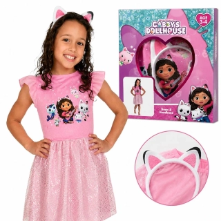 Gabby's Dollhouse dievčenské šaty s čelenkou – kostým pre deti 3–4 roky