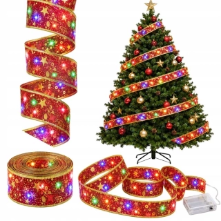 Vianočná LED stuha na stromček 4 m červená