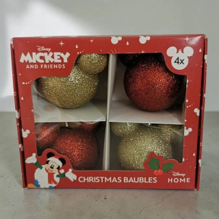 Disney vianočné gule Mickey Mouse 7 cm – sada 4 ks