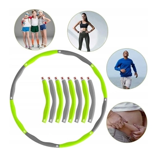 Skladacia masážna hula hoop obruč zeleno-sivá