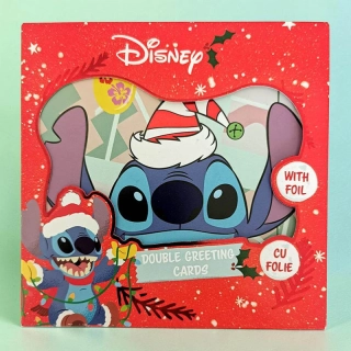 Vianočné pohľadnice Disney Stitch – sada 8 pohľadníc s obálkami