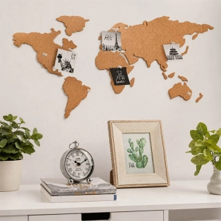 Korková mapa sveta na stenu 100 × 45 cm samolepiaca