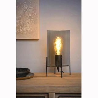 Stolová lampa Loft E27 s dymovým skleneným tienidlom 27 cm