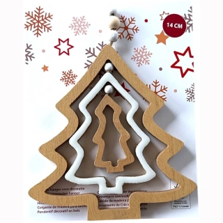 Drevený dekoračný stromček na zavesenie 14 cm