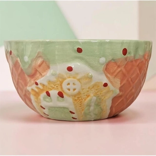 Vianočná keramická miska Perníková chalúpka 14 × 7 cm