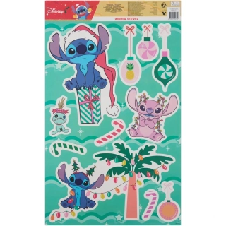 Disney Stitch vianočné nálepky na okno 29 × 48 cm