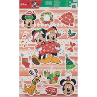 Disney Mickey a Minnie vianočné nálepky na okno 29 × 48 cm