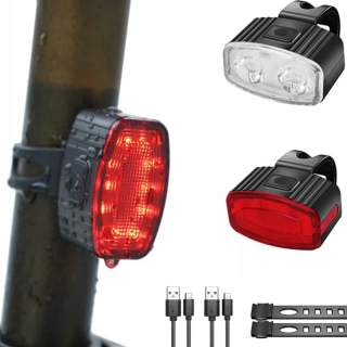 Súprava predného a zadného LED svetla na bicykel s USB-C nabíjaním