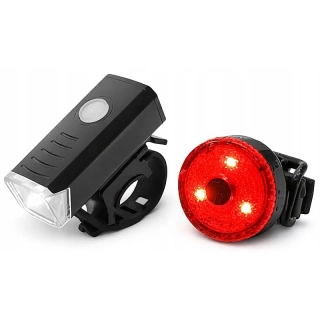 Sada LED svetiel na bicykel s USB nabíjaním