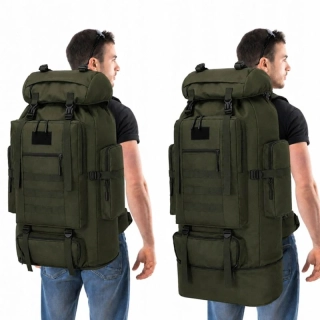 Turistický batoh 100 l na trekking a viacdňové výpravy tmavozelený