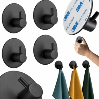 Samolepiace nástenné vešiačiky čierne 4 ks