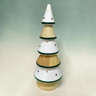 Drevený vianočný stromček bielo-zelený 15 cm