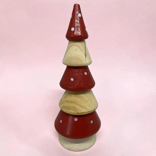 Drevený vianočný stromček červený 15 cm
