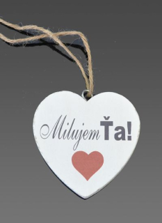 Tabuľka drevená srdce 7cm Milujem ťa
