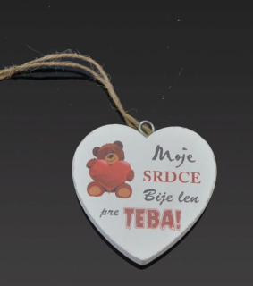 Tabuľka drevená srdce 7cm Moje srdce bije len pre teba