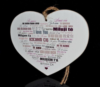 Tabuľka drevená srdce 15cm I Love You