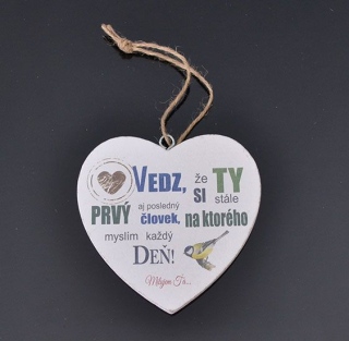 Tabuľka drevená srdce 10cm Prvý človek