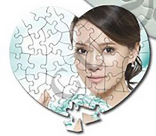 Puzzle srdce s potlačou 24x19cm (52 dielikov)