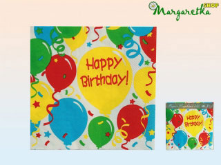 Servítky 33x33cm 20ks Happy birthday baloons