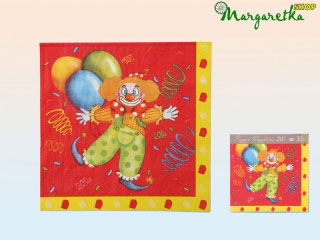 Servítky 33x33cm 20ks Clown red