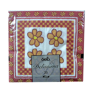 Servítky Delissima 33x33cm 20ks Flóra bordová