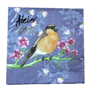 Servítky Atelier 33x33cm 20ks Bird violet