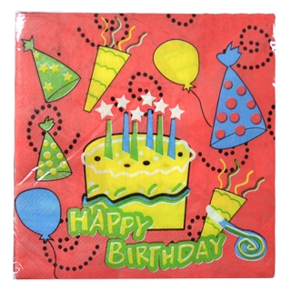 Servítky 32x32cm 20ks Happy birthday torta